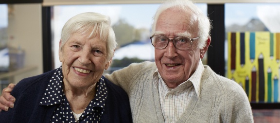 Elderly couple smiling